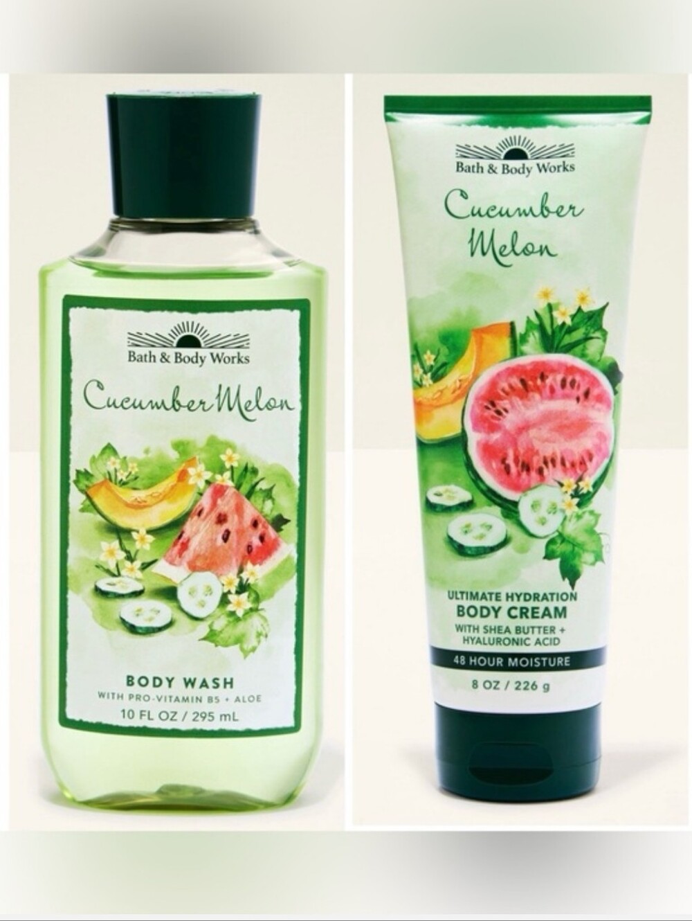 Bath & Body Works Cucumber Melon Body Wash & Cream - Green